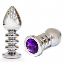Большая серебряная пробка с фиолетовым кристаллом и рельефной ножкой