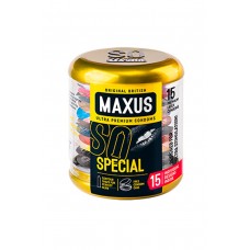 Точечно-ребристые презервативы MAXUS в фирменном круглом кейсе (15 шт)