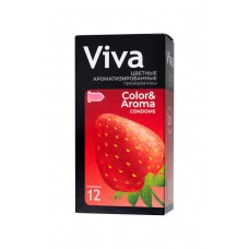 Цветные презервативы с запахом клубники VIVA  (12 шт)