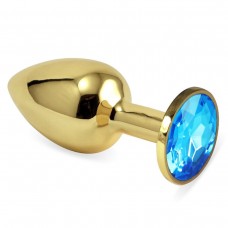 Малая золотая металлическая пробка с голубым кристаллом