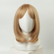 Парик удлиненное каре блонд с чёлкой и имитацией кожи (30 см)
