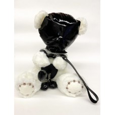 Плюшевый мишка-раб в шлеме, наручниках и страпоне №1