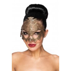 Золотая ажурная карнавальная маска на завязочках